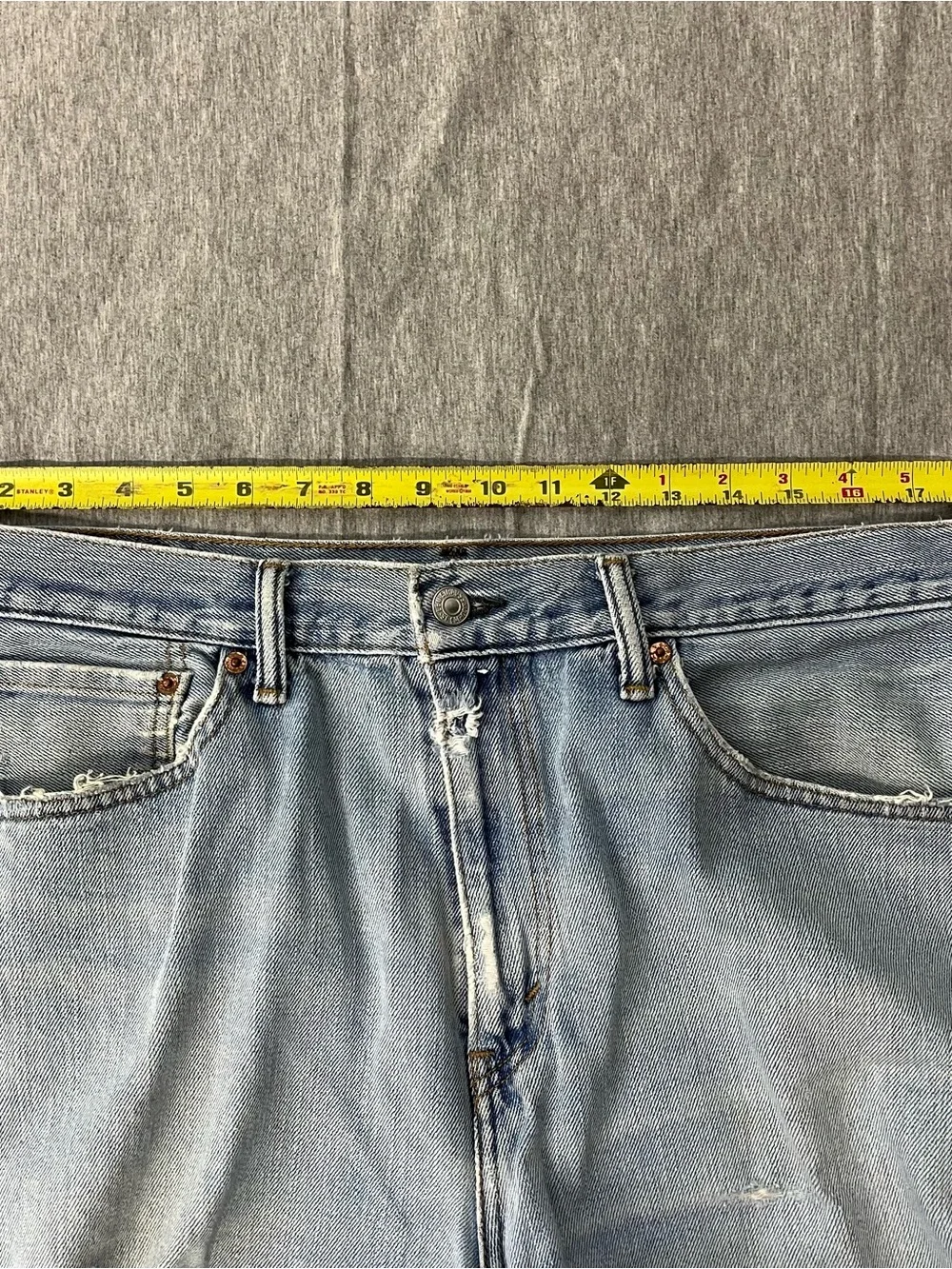 Levis 505 Jeans 36x30 Blue Denim Regular Straight Leg Y2k Distressed Faded SKU4